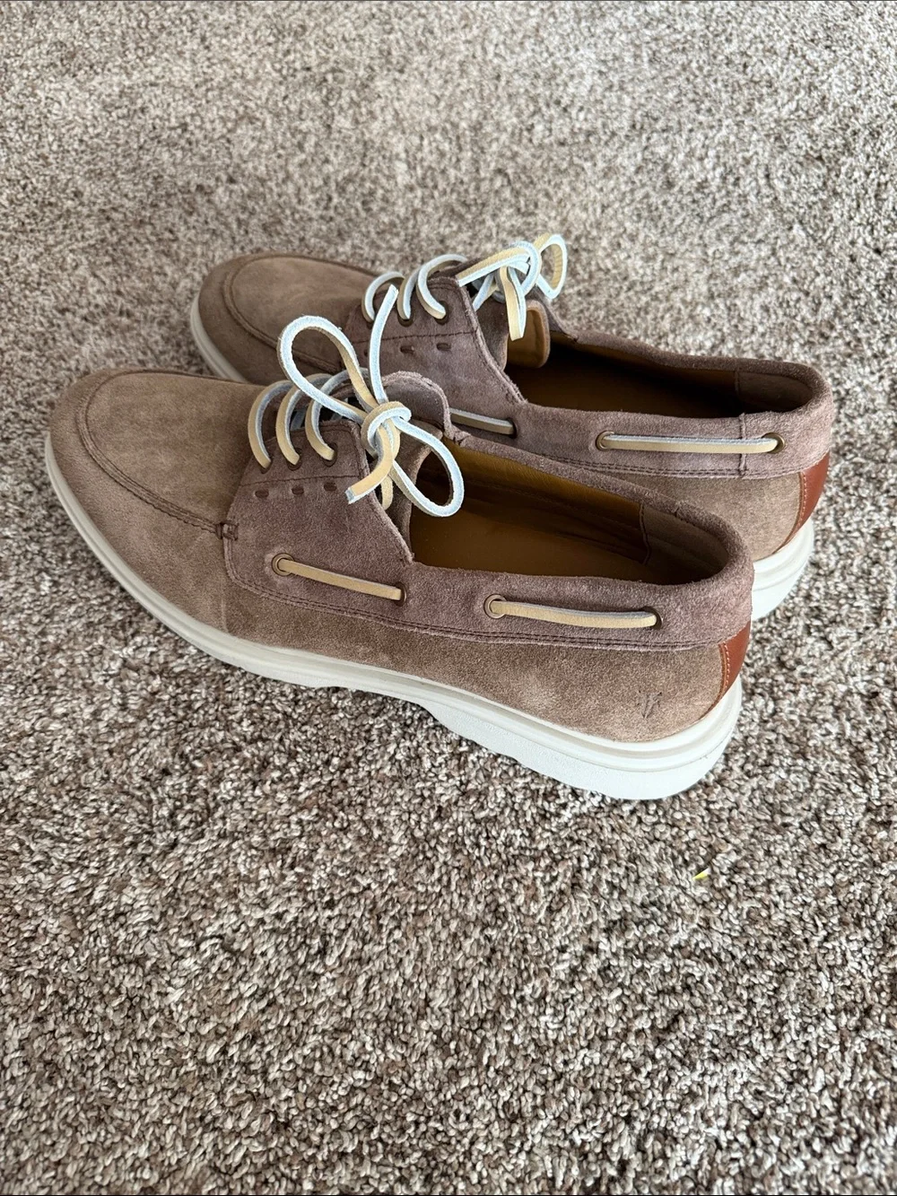 Frye Men's Suede Casual Boat Shoes in Taupe. Sz 12M.  New. Bag3